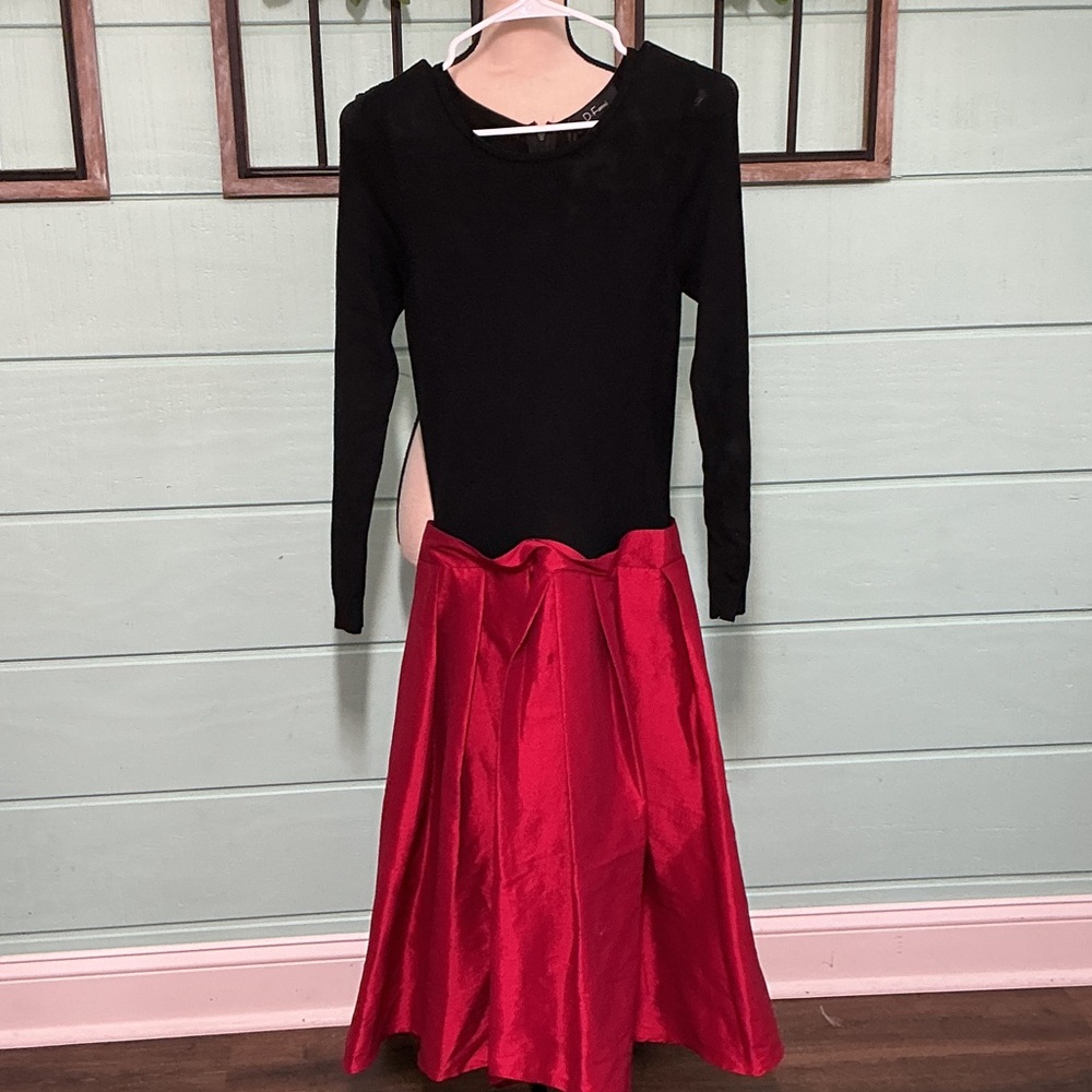 D. Fanni Colorblock Dress – Black Knit & Red Satin – Size L